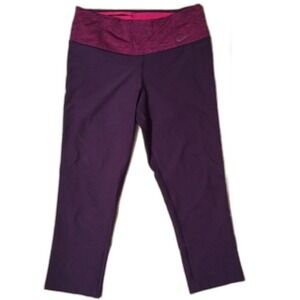 Nike‎ Dri-FIT Legend Capri Leggings Purple Space Dye Waistband Womens XS